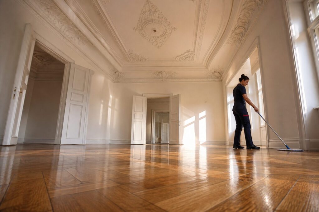 Reinigung eines Altbau-Saals in Berlin-Charlottenburg durch G+C Facility