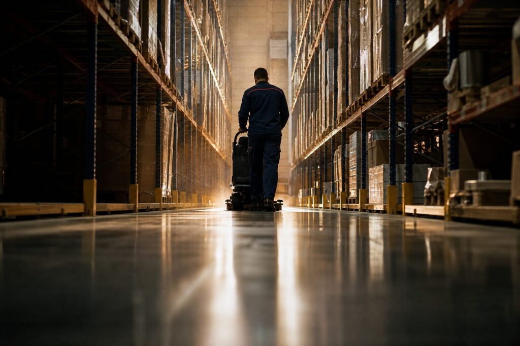 Hallenreinigung in einem Berliner Hochregallager durch G+C Facility